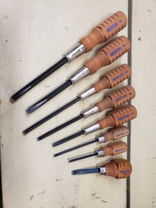 A set of 8 gunsmithing screwdrivers used by Pins and Springs Gunsmithing.